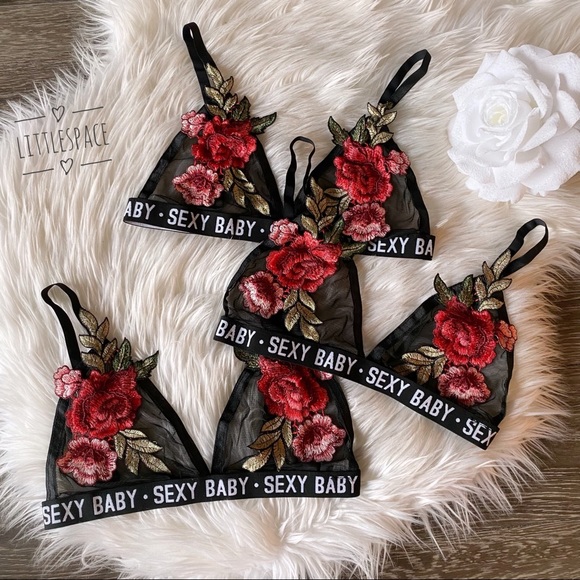 Small - Sexy Baby Embroidered Rose Bralette 🌹 - Picture 3 of 5